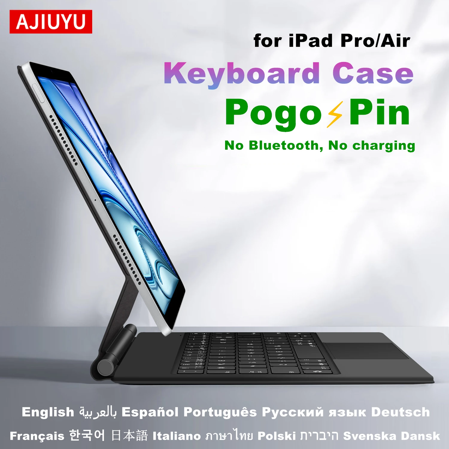 AJIUYU Smart Pogo Pin Magic Keyboard For iPad Air 11 inch M3 M2 Pro 13 M4 12.9 6th 5th 4th 10.9 7th Smart Case Direct Connection
