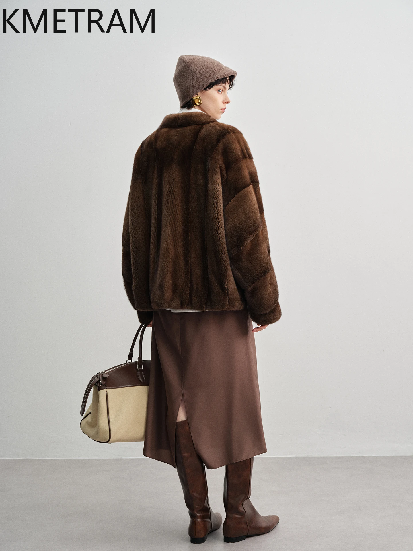 KMETRAM 100% Real Mink Fur Coats V-Neck High Quality Clothes for Woman 2025 Winter Luxury Mid Length New in Jackets шуба женская