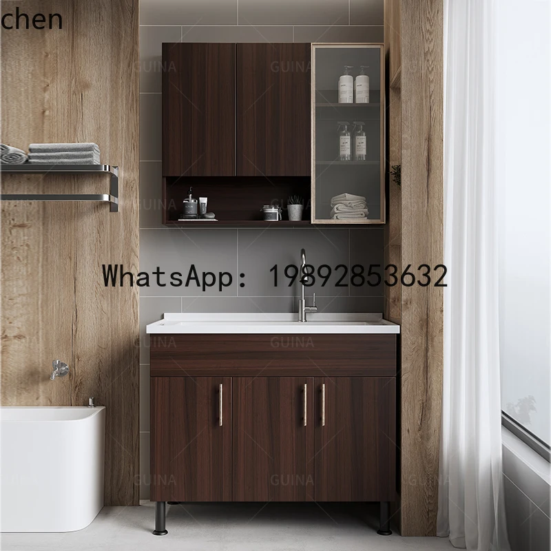 Balcony 304 Stainless Steel Ceramic Integrated Laundry Large Basin with Rubbing Board Sink Hand and Face Table