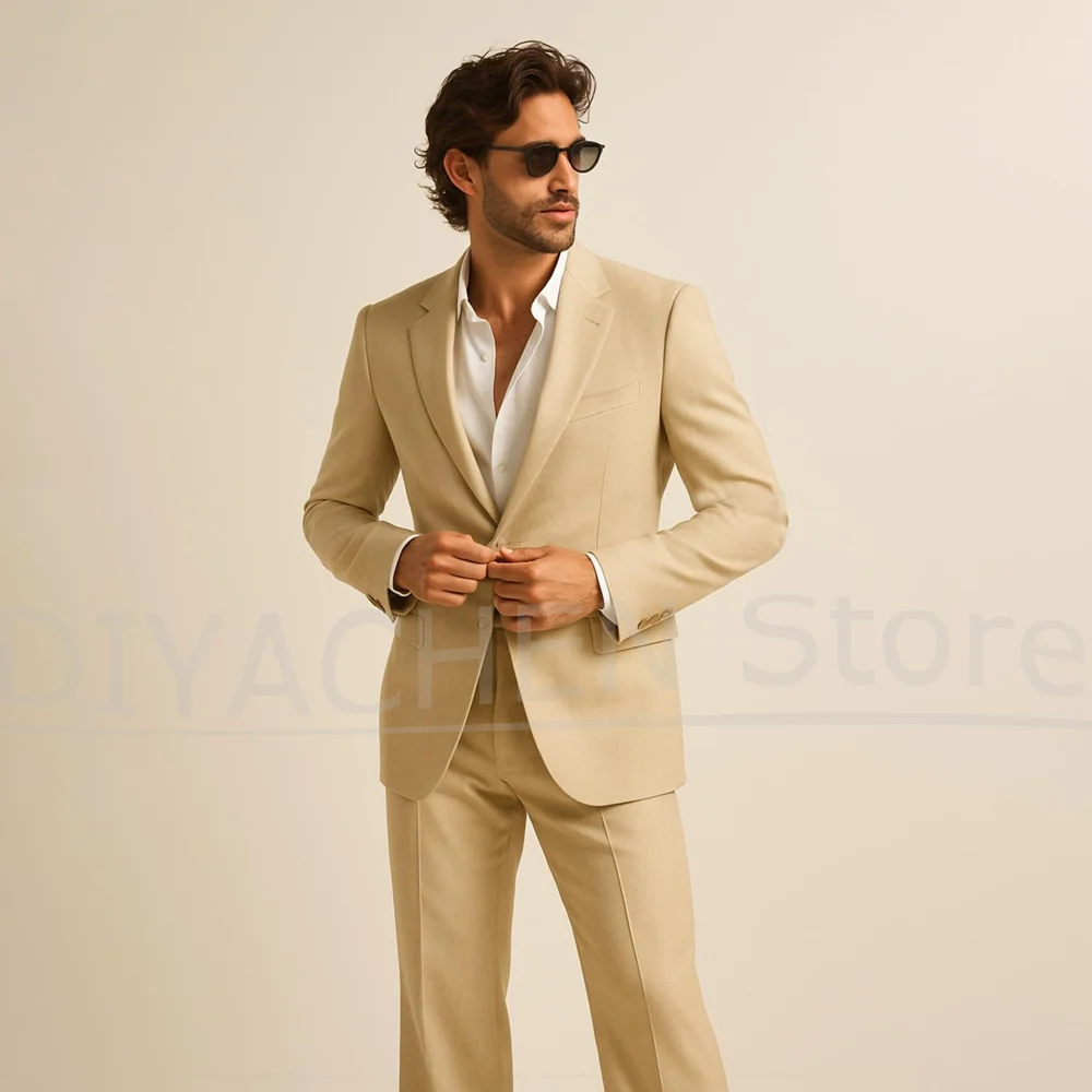 

Men's Slim Fit Suit Set Single Breasted Formal Wear Two Piece Fashion Notch Lapel Smart Casual Outfits Blazer with Pants