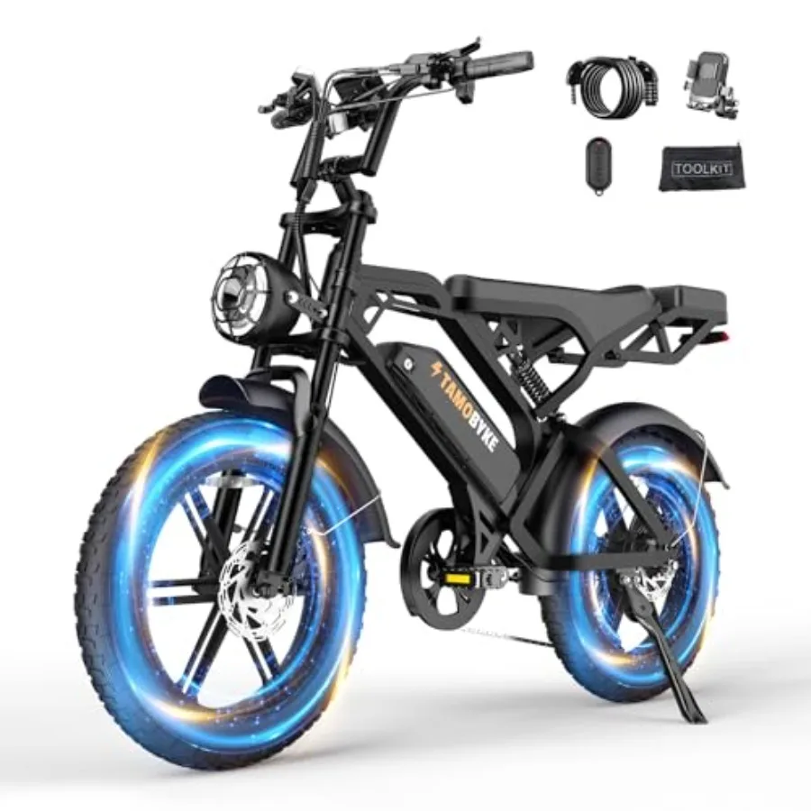 

Electric dirt ebike for adults: 1000W/1500W motor 3032MPH 20'' fat tires 48V 15.6AH/18.2AH battery full suspension hydraulic di