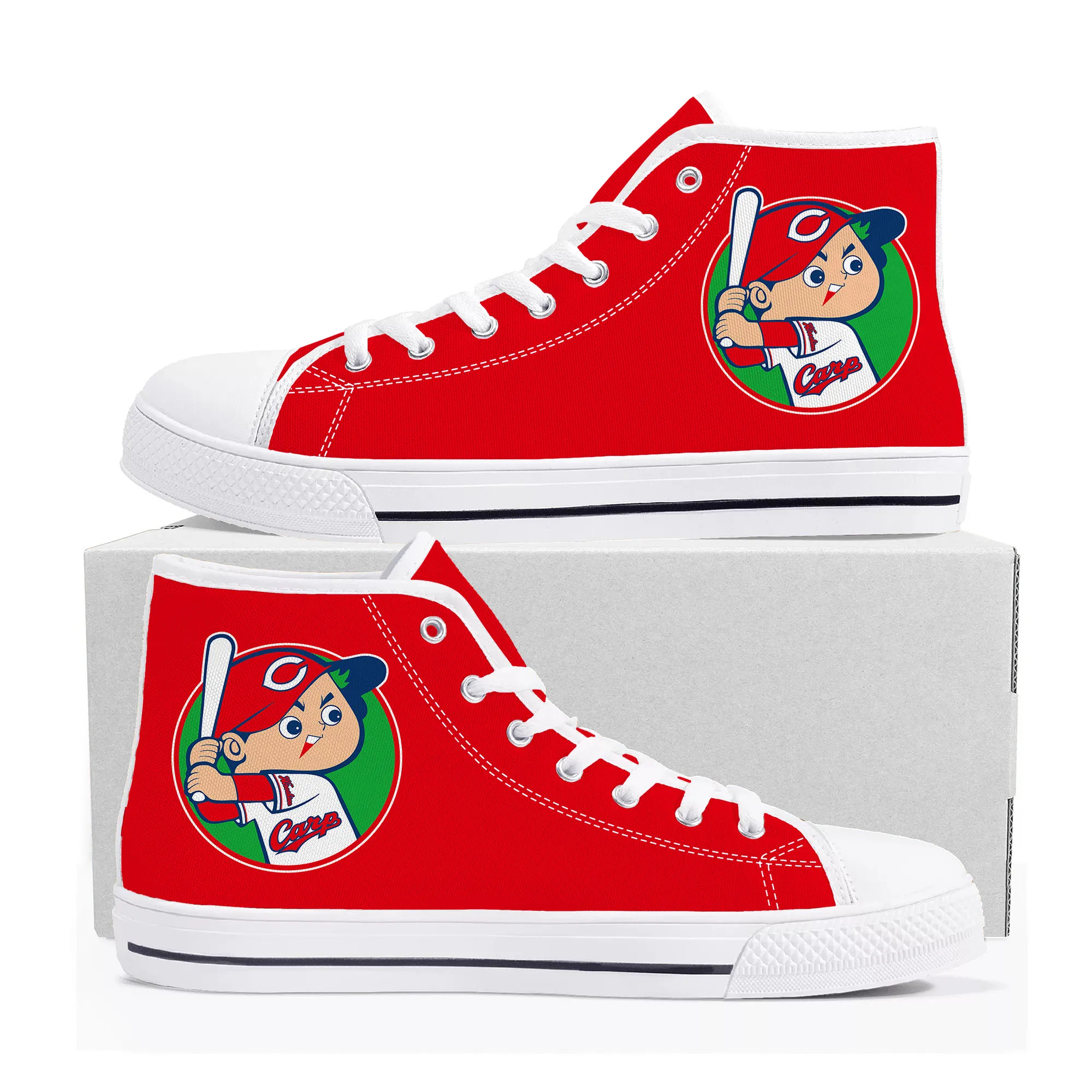 カープ Hiroshima Carp baseball High Top High Quality Sneakers Mens Womens Teenager Canvas Sneaker Casual Custom Made Shoe Customize