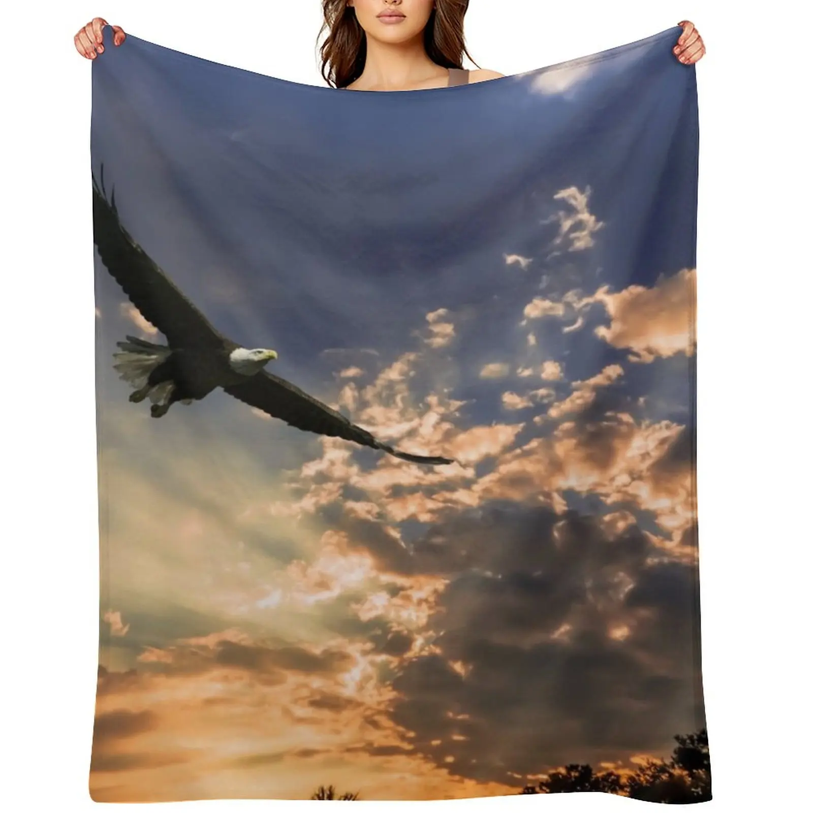 

High Soaring Bald Eagle Throw Blanket Warm Heavy Bed Fashionable Soft Blankets