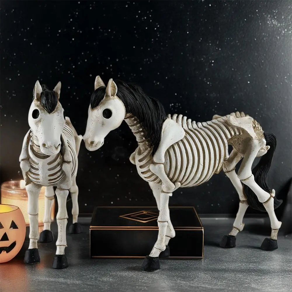 

Scary Halloween Cat Horse Statue Realistic Funny Halloween Frog Sculpture Resin Animal Skeleton Statue Holiday Party Supplies