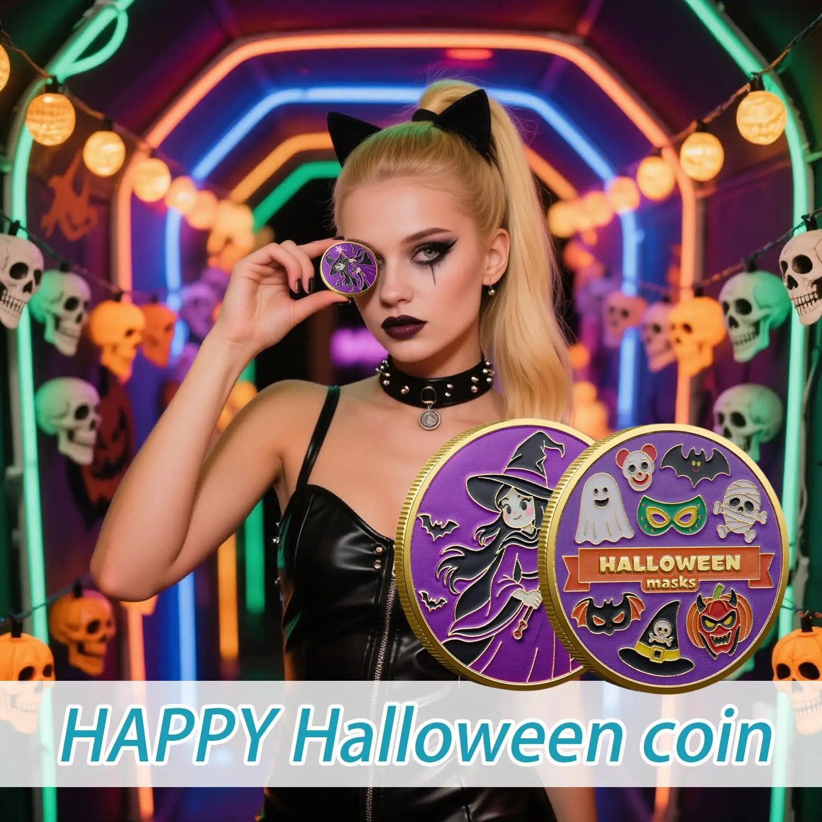 Halloween Challenge Coin Happy Halloween Gold Coin Halloween Commemorative Coin Pumpkin Souvenir Party Souvenir Gift