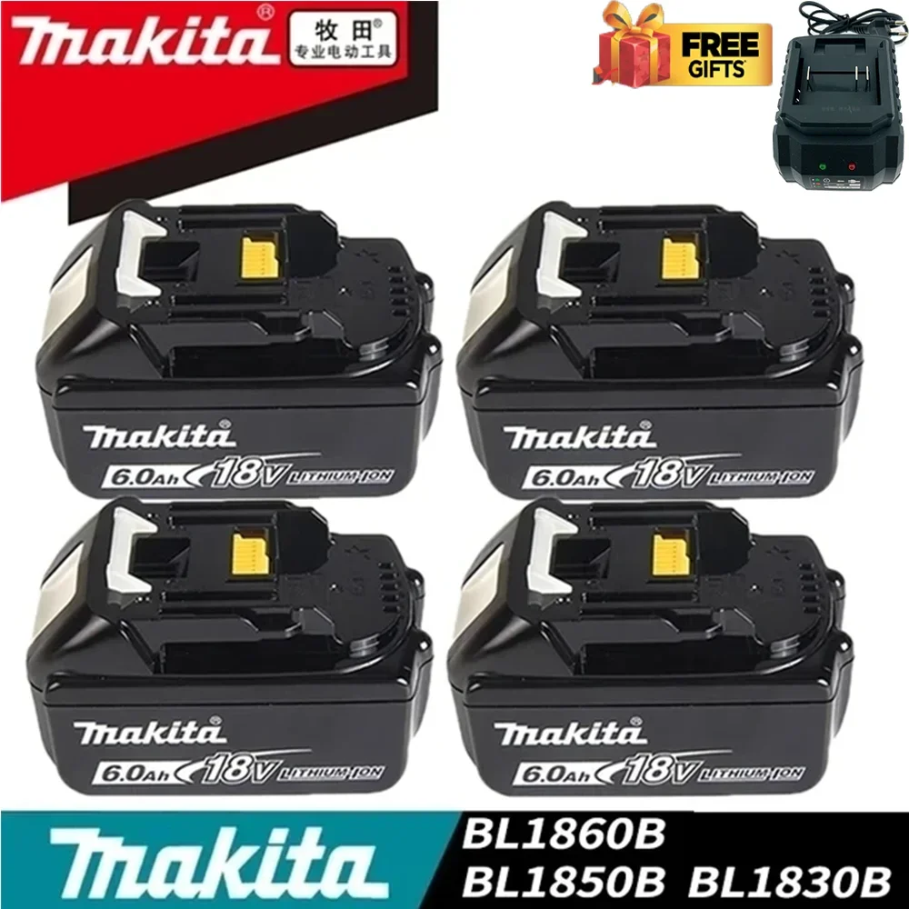 

100% Makita Original Lithium ion Rechargeable Battery 18V 6000mAh 18V BL1860 BL1830 BL1850 BL1860B Drill Replacement Batteries