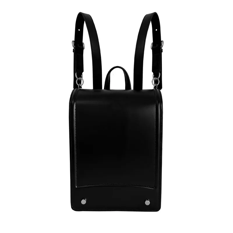 Fashion Patent Leather Glossy Surface High-quality Top Layer Cowhide Personalized College Style Student Backpack For Women Trend