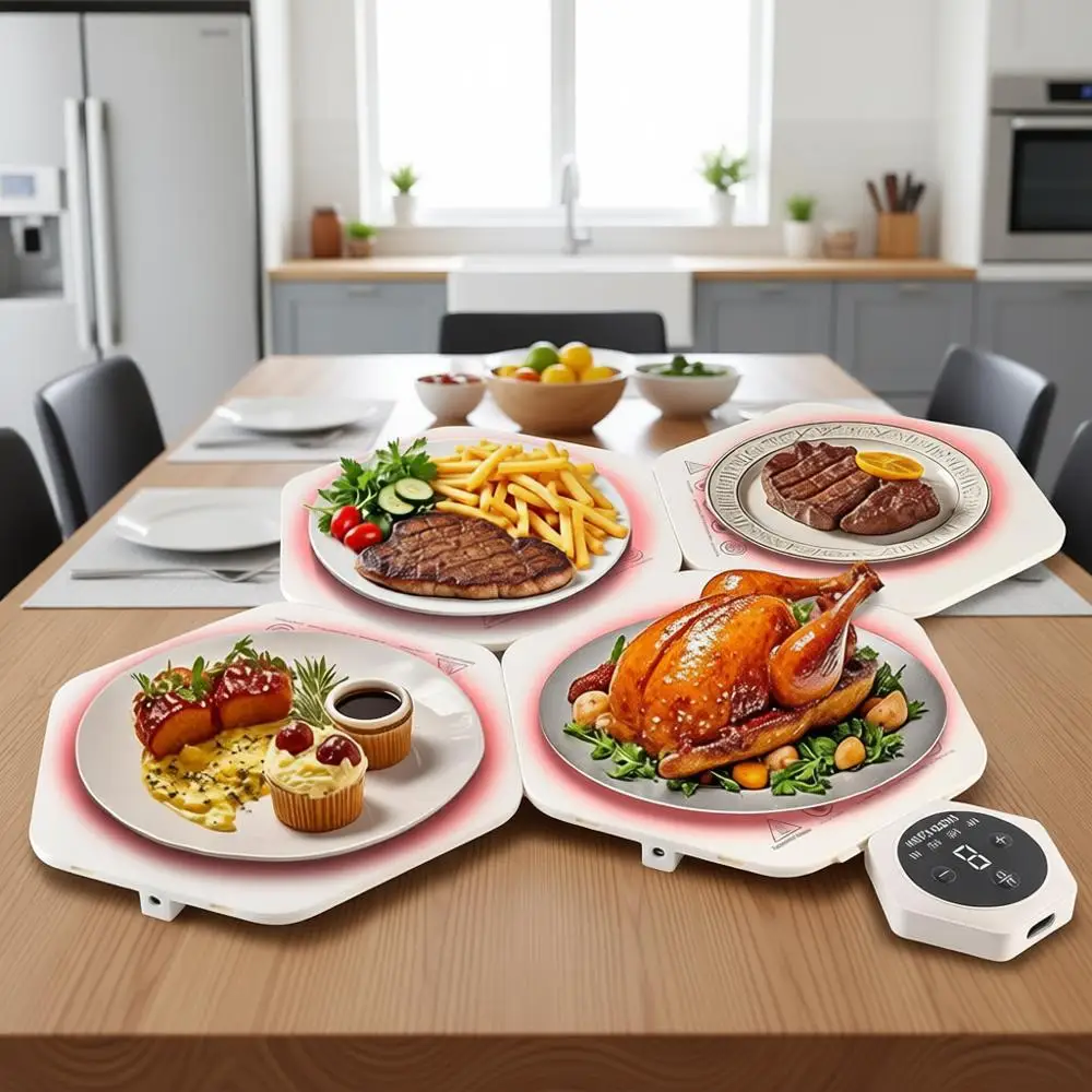 

Silicone Hexagonal Electric Warming Tray, Fast Heating, 4 Temperature Settings, Suitable for Parties, Gatherings, and Daily Use