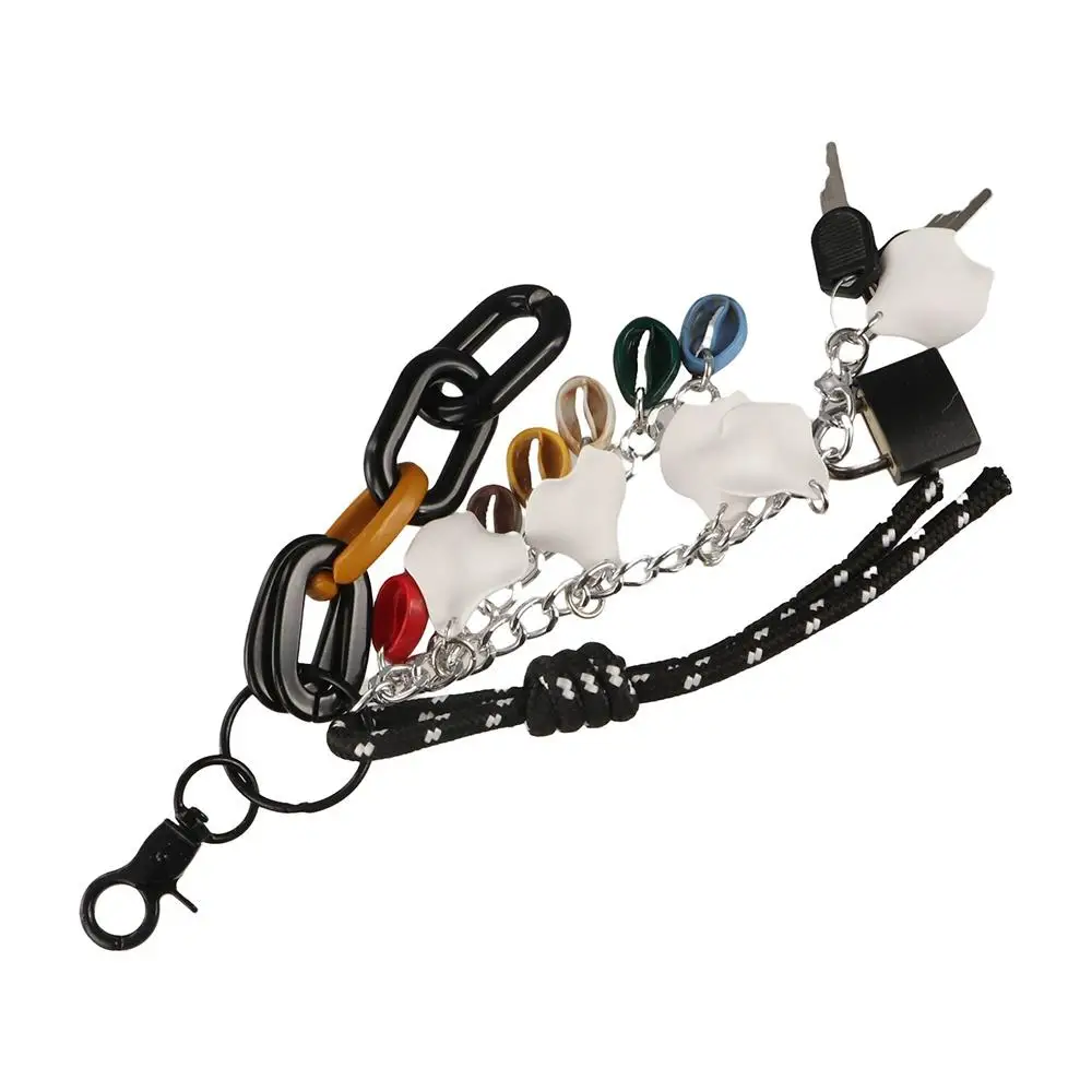 Creative Keychain Lock Bag Pendant Colorful Acrylic Phone Case Chain Rope Sea Shell Independent Bag Accessory Unisex