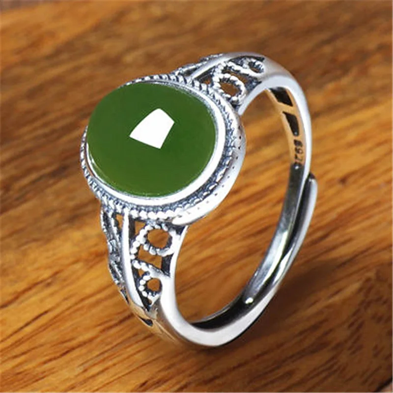 

Silver Embedded Turquoise Ring Vintage Agate Ring Artistic Style Turquoise Jewelry Fashionable Accessory for Women