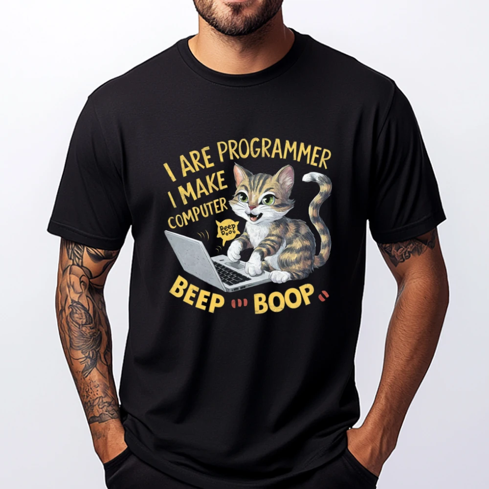 

I Are Programmer I Make Computer Beep Boop Cute Cat Laptop Brand Clothing Man Men's Shirt T Shirt Thanksgiving