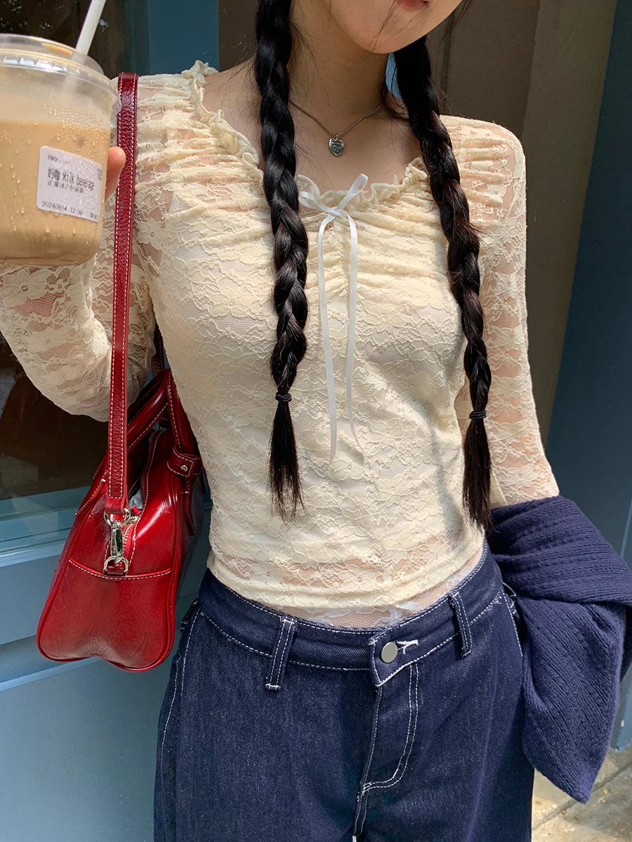 طقم قطعتين نسائي أنيق من نادي المشاهير الأحمر، قميص داخلي بأكمام طويلة من الدانتيل، ملابس داخلية بأسلوب عصري وأنيق للعمل #5