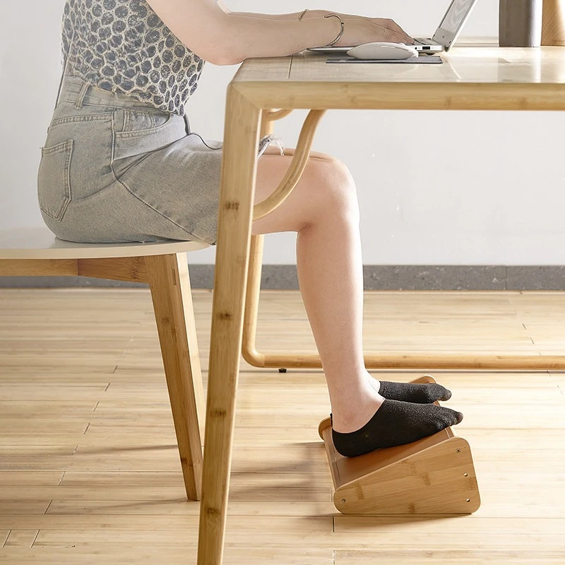 Solid Wood Foot Rest Under Desk, Heightening Foot Stool for Office Workstation, Prevent Cross Legs Sofa Foot Pedal