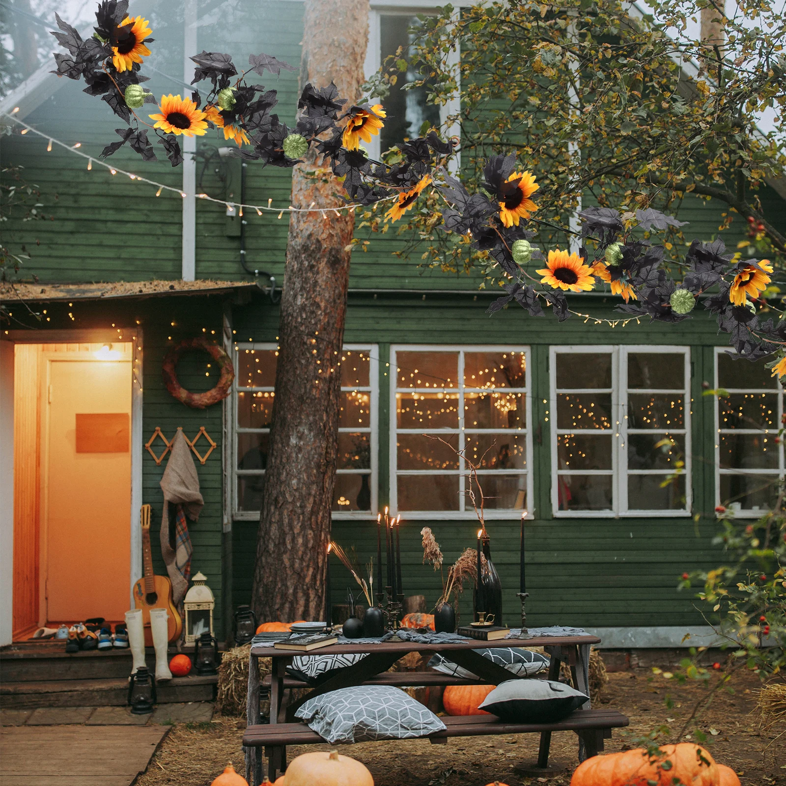 

Artificial Sunflower Vine Garland Hanging Decor For Wedding Party Festival Home Diy Fake Flower Simulation Leaf Rattan Adorn