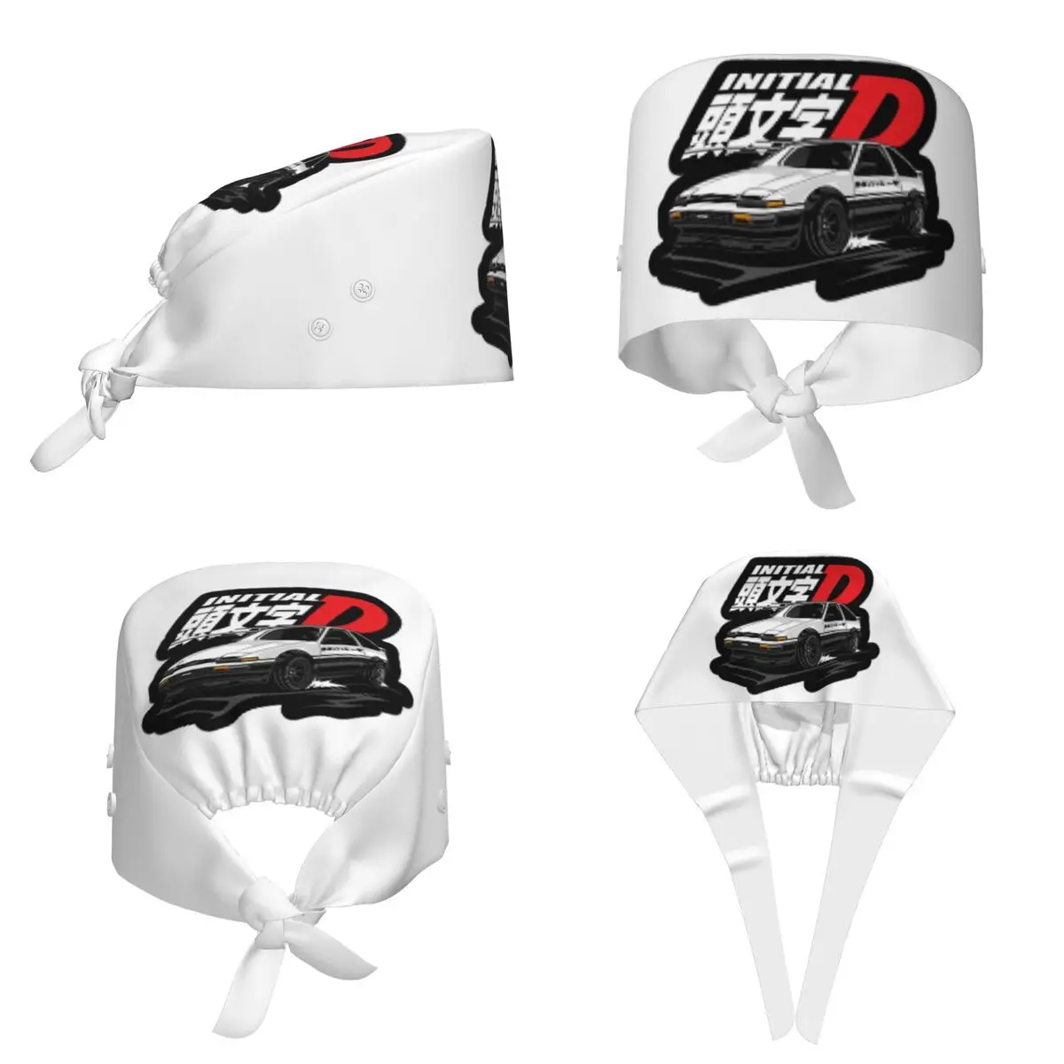 Anime Drift AE86 Initial D Scrub Hat Doctor Working Surgical Cap Unisex Adjustable Nursing Caps for Dentist