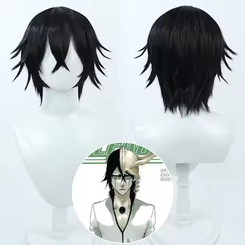 Anime Ulquiorra Cifer Cosplay Wig Short Black Synthetic Hair Heat Resistant Halloween Carnival Role Play Party Wigs