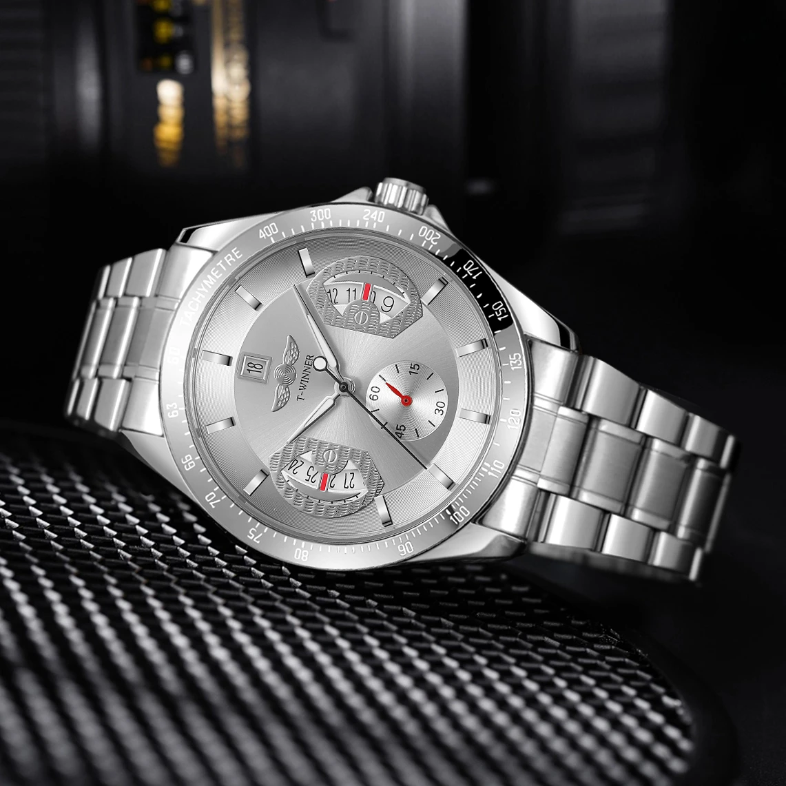 2025Marchi di lusso WINNER Orologi da uomo d'affari Calendario Movimento automatico Orologio da polso meccanico Pilota militare in acciaio inossidabile