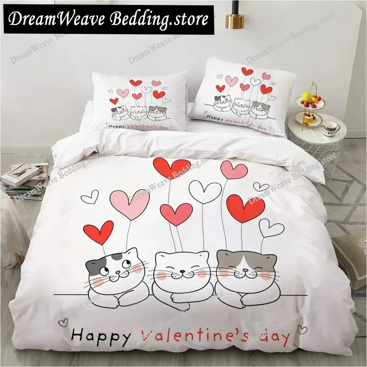 

Animal Cartoon Love Cats Bedding Set Bed Polyester 3D Print Quilt Cover Twin Single Queen King Size Fashion Duvet Cover Set