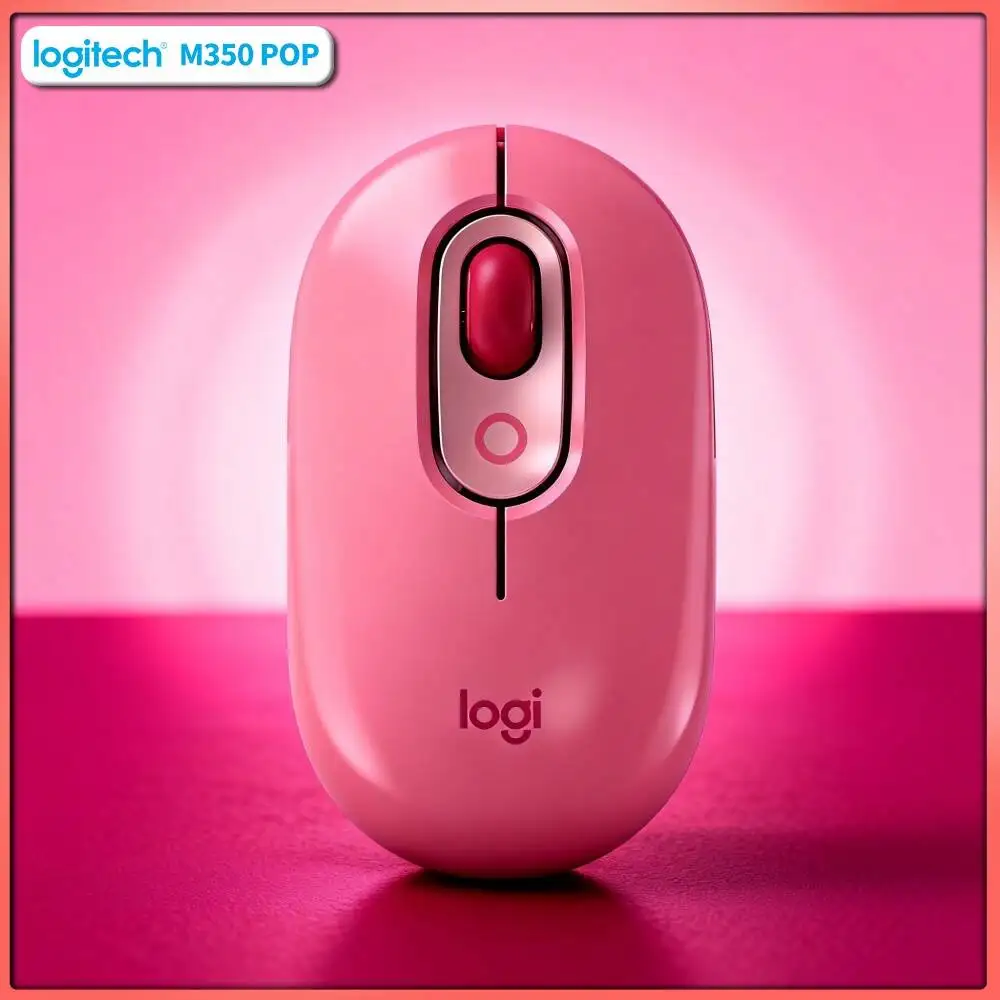 Logitech M350 POP Wireless Mouse 77g Lightweight Auto Sleep Quiet for Public Library Community Study Environment Use