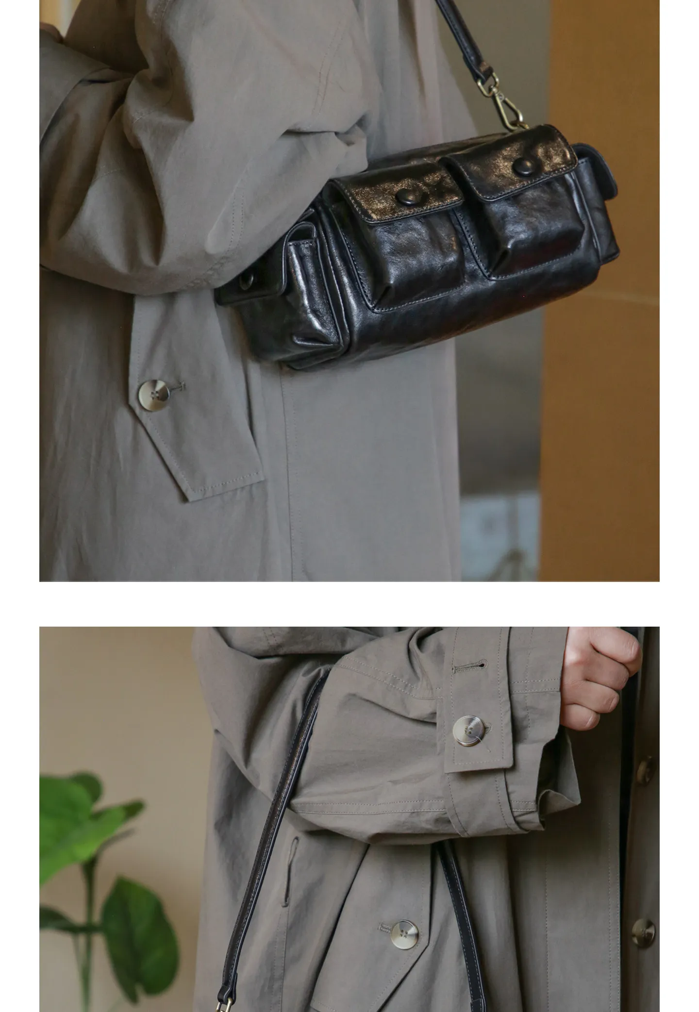 PNDME Vintage Designer handgefertigte weiche Echtleder-Umhängetasche für Damen, modische Luxus-Umhängetasche aus erstklassigem Rindsleder. – Detail 10