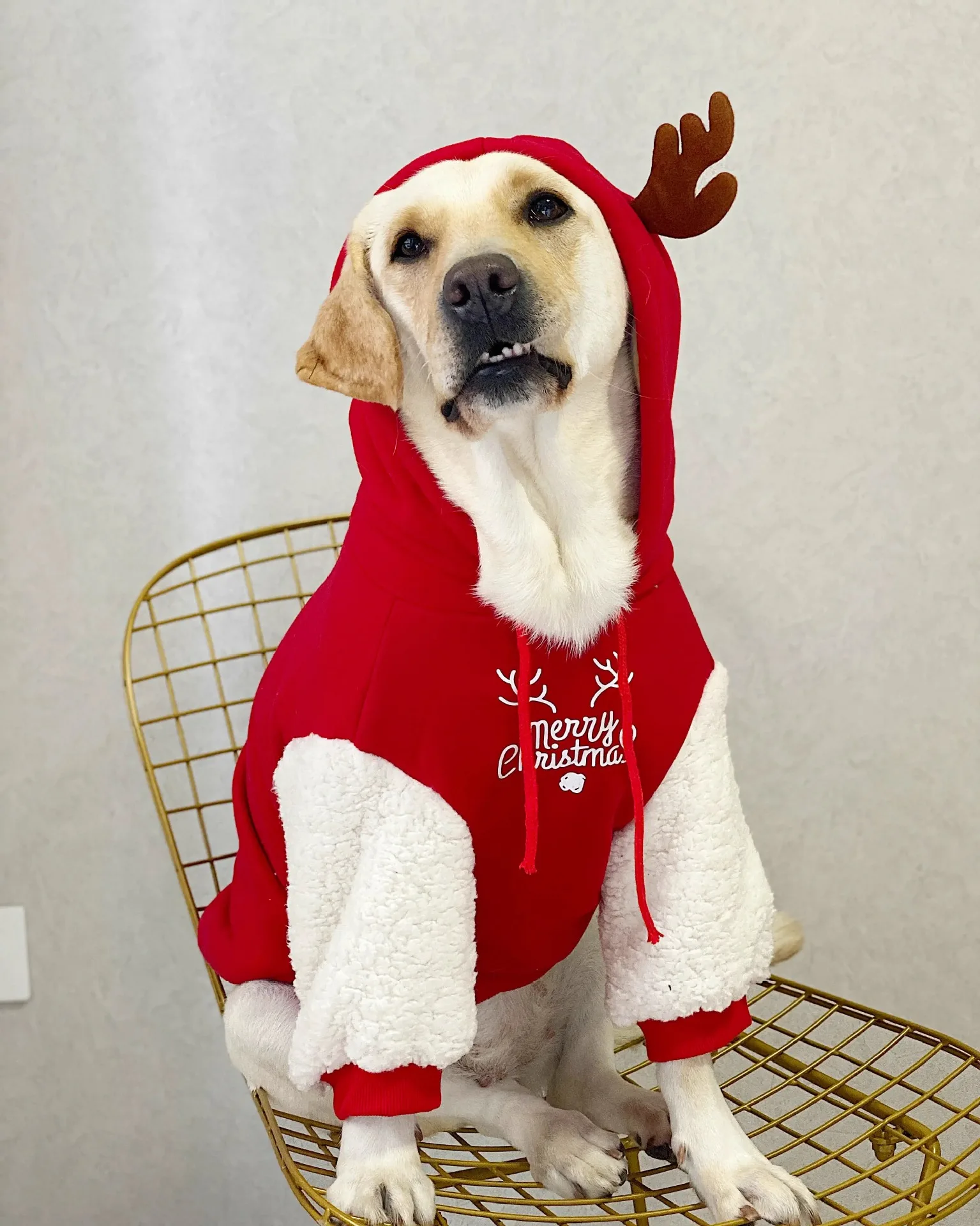 Pet Dog Clothes Winter Warm Cotton Fleece Christmas Fawn Sweatshirt Large Dog Golden Retriever Labrador