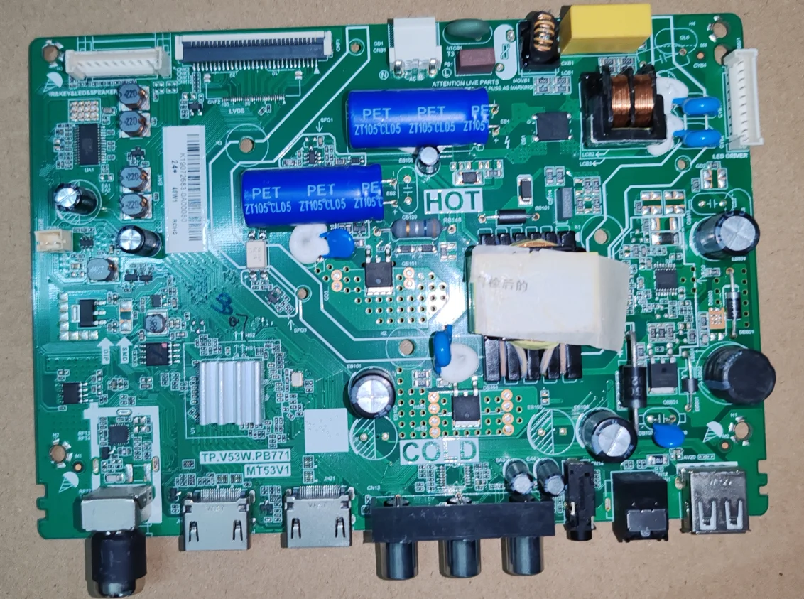 TP.V53W.PB771  MT53V1  Three in one TV motherboard physical photo tested well