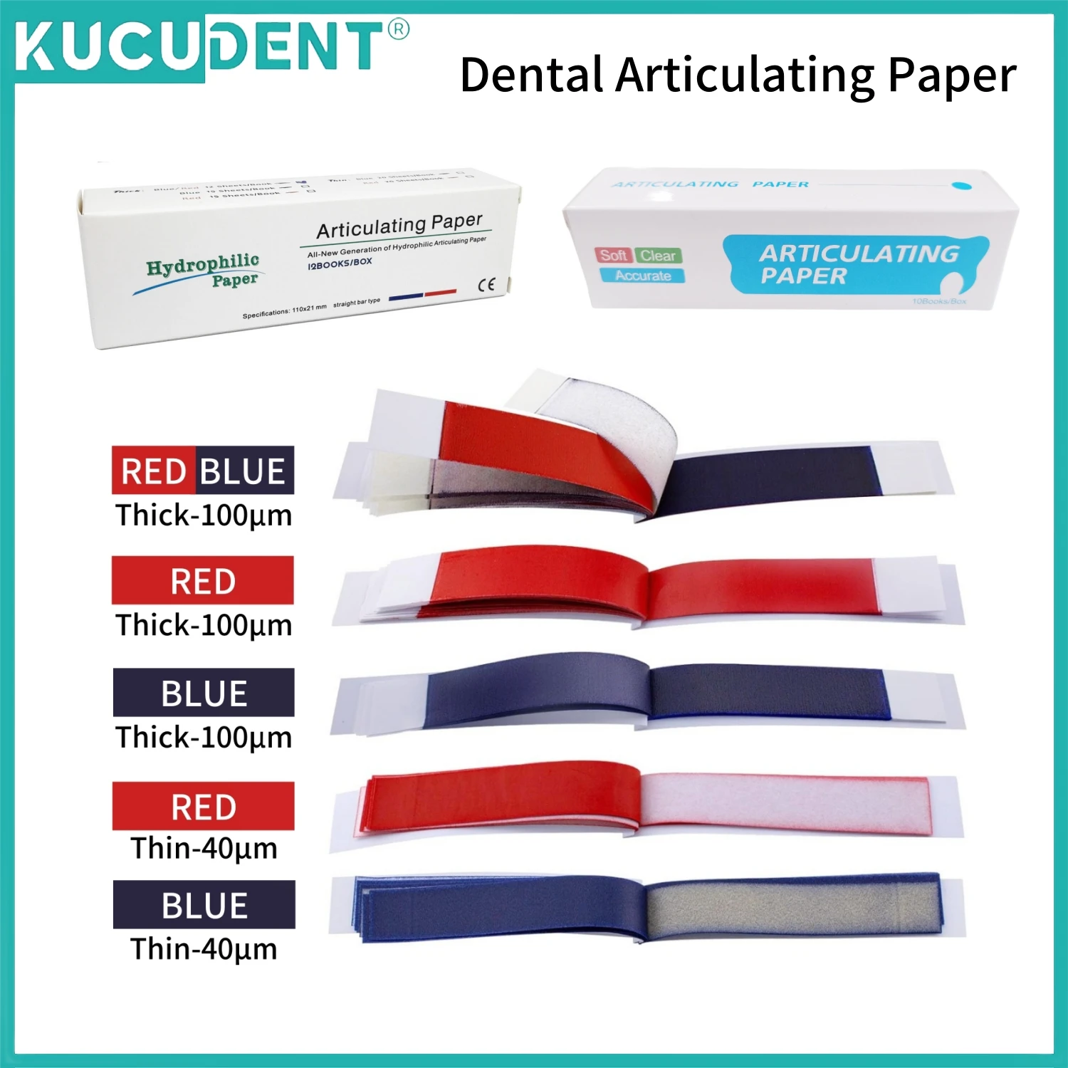 Dental Articulating Paper Strips Double-sided Bite Strips Blue Red Oral Occlusal Paper Teeth Whitening Care Dentist Lab Material