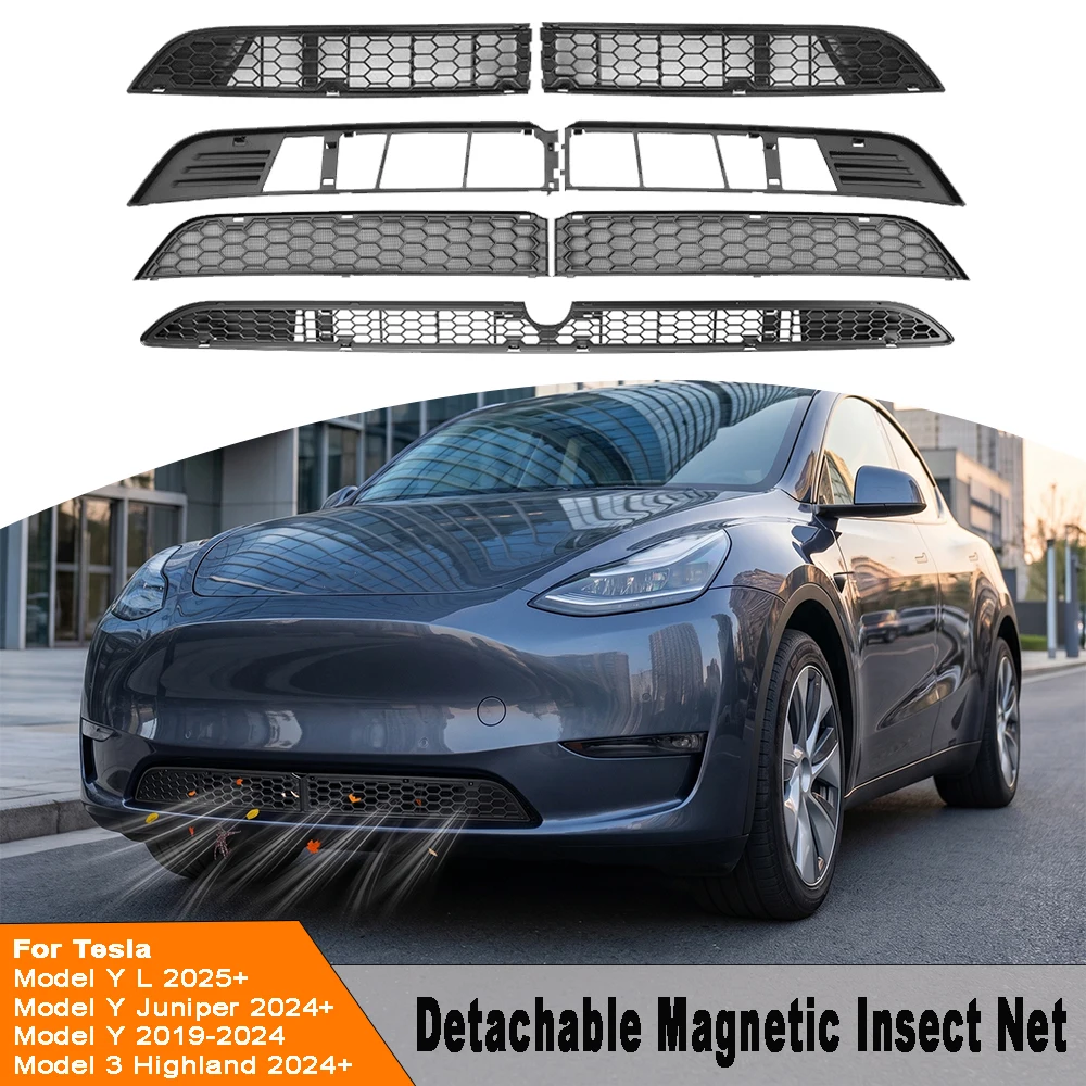 Car Front Bumper Lower Racing Grilles Anti Insect Net Vent Cover Protective Accessories For Tesla Model 3 Highland Y Juniper YL