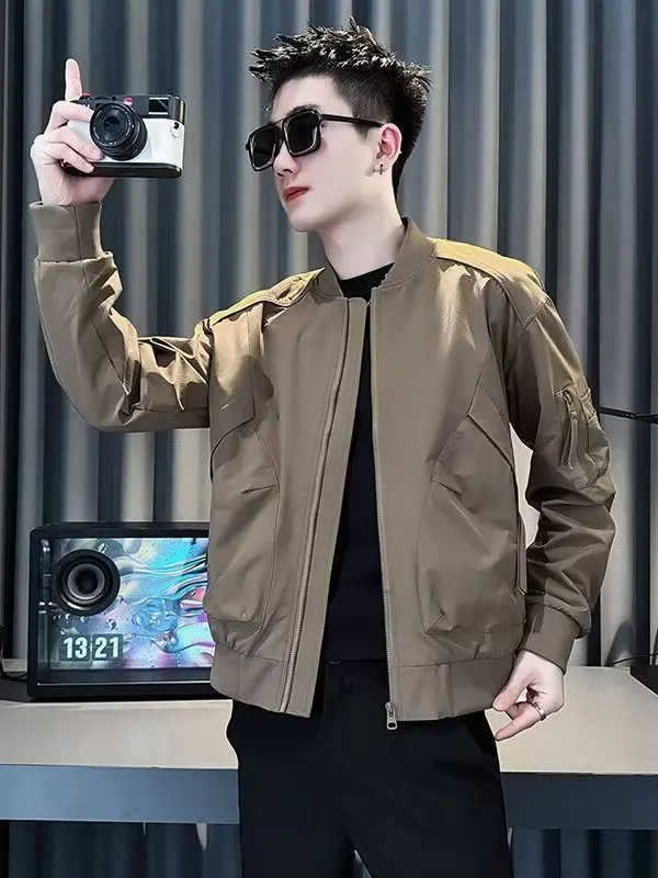 

Весенне-осенний джет с бейсбольным воротником, мужская модная рабочая одежда, топ, новинка 2025, высококачественная модная брендовая верхняя одежда Sli