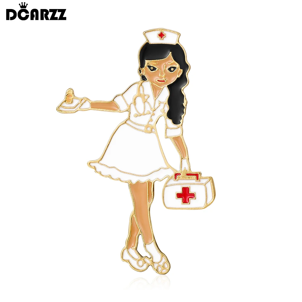 

DCARZZ Beautiful Nurse Enamel Brooch Medical Cartoon Pin for Women Medicine Staff Doctor Badge Jewelry Accessories