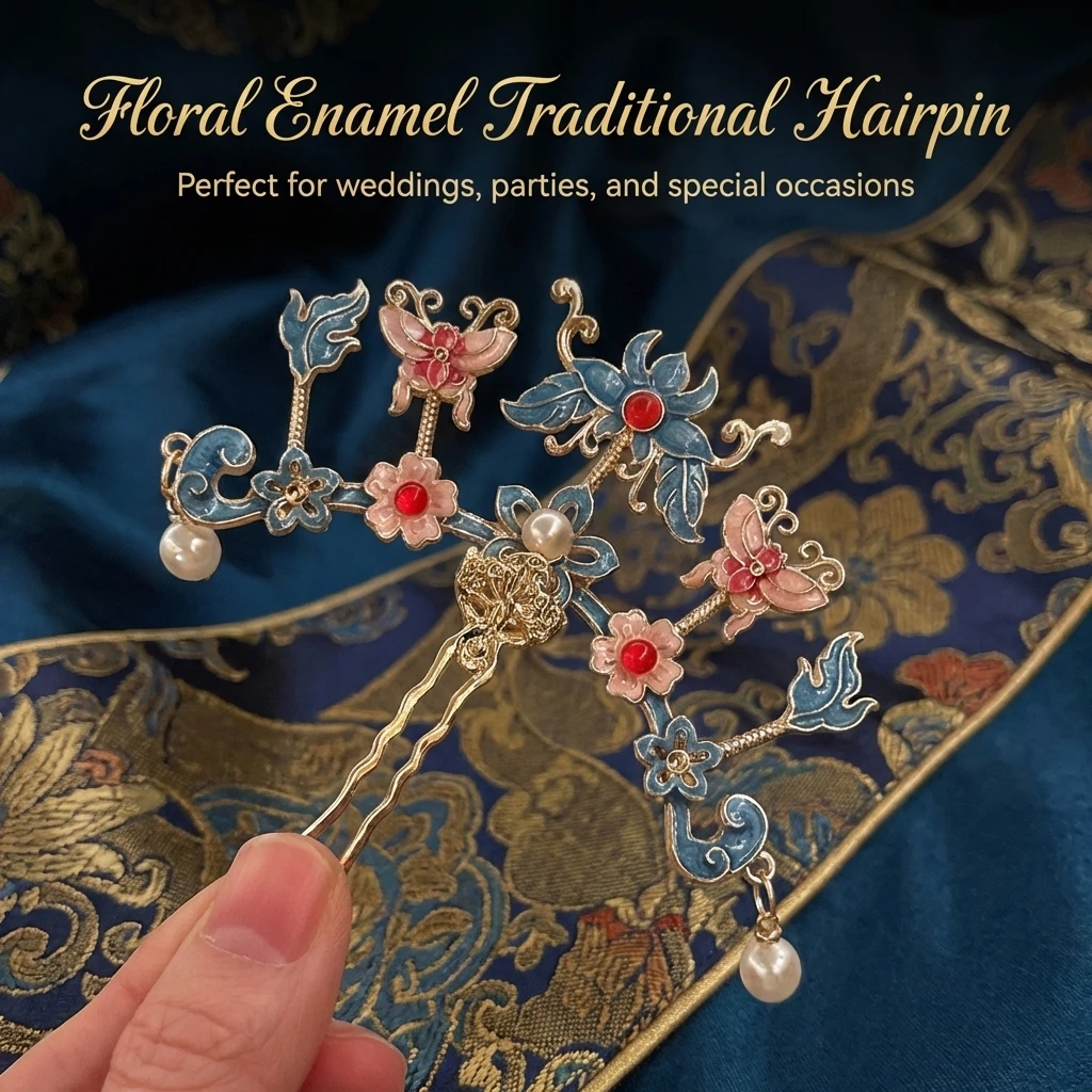 Elegant Vintage Pearl Hairpin Butterfly Flower Designs Hair Sticks Chinese Style Oil Drop Luxury Delicate Hair Accessories