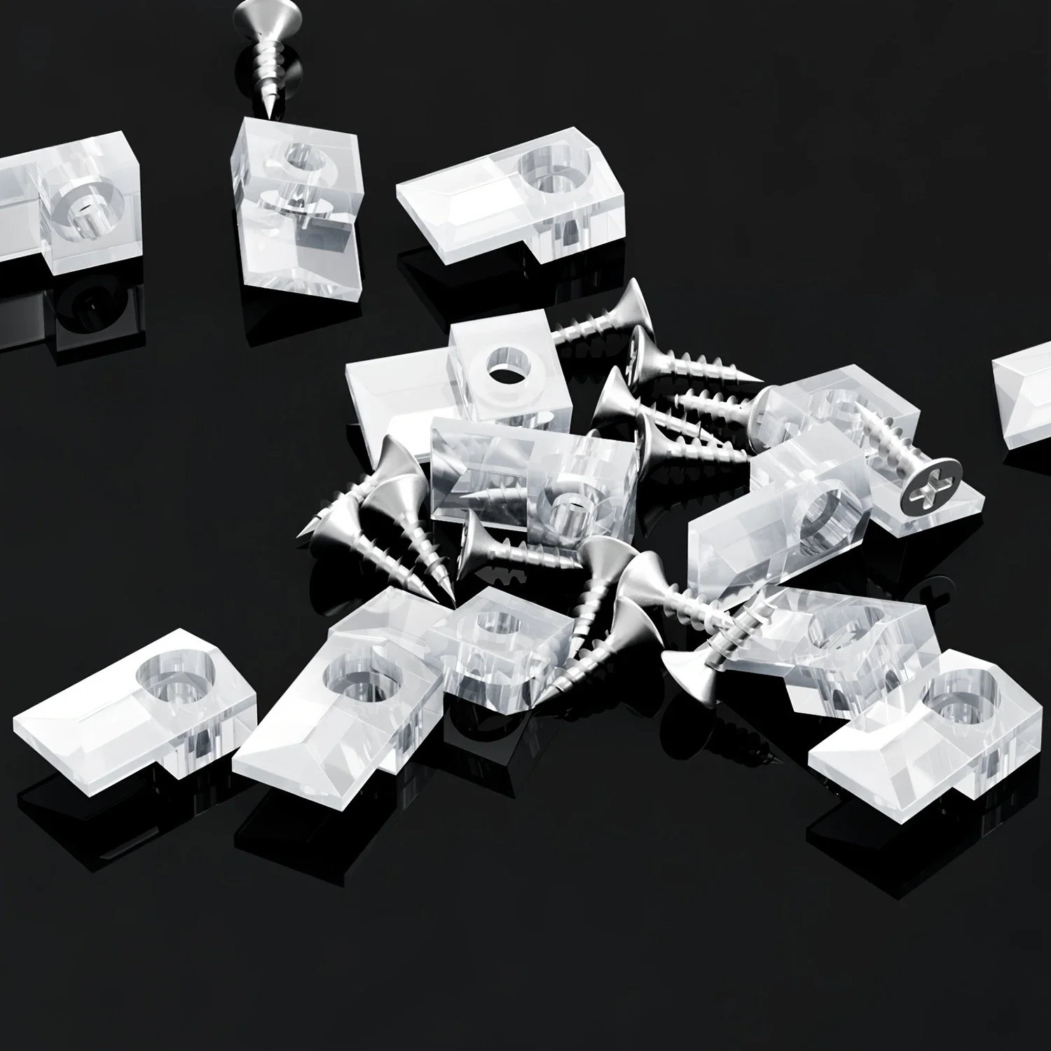 30Sets Mirror Holder Clips Mirror Mounting Hardware with Screw for Fixing Mirror Cabinet Door Clear Mirror Hanging Hardware