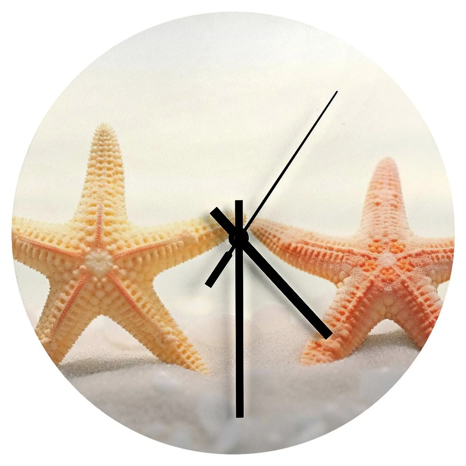 

Garage Wall Clock Beach Starfish Sea star Clocks 12 inch Mute Fashion Round Patterned Wall Mounted Sporty