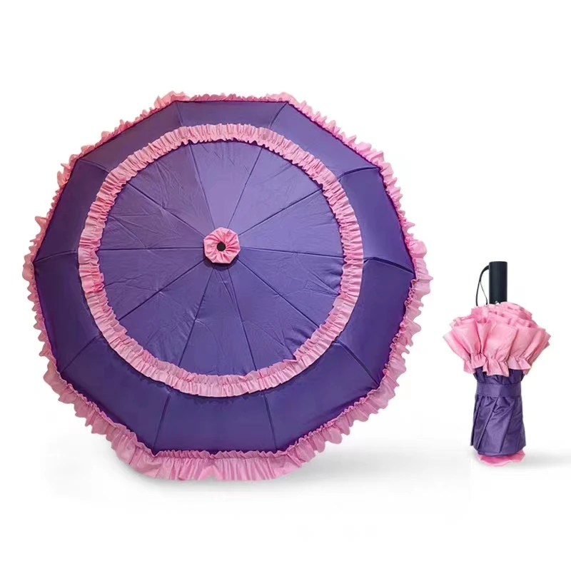 Anime Lolita Cute Umbrella Automatic Portable Beach Beautiful Windproof Parasol Paraplu Rain Gear Sweet Girl Cosplay Umbrella