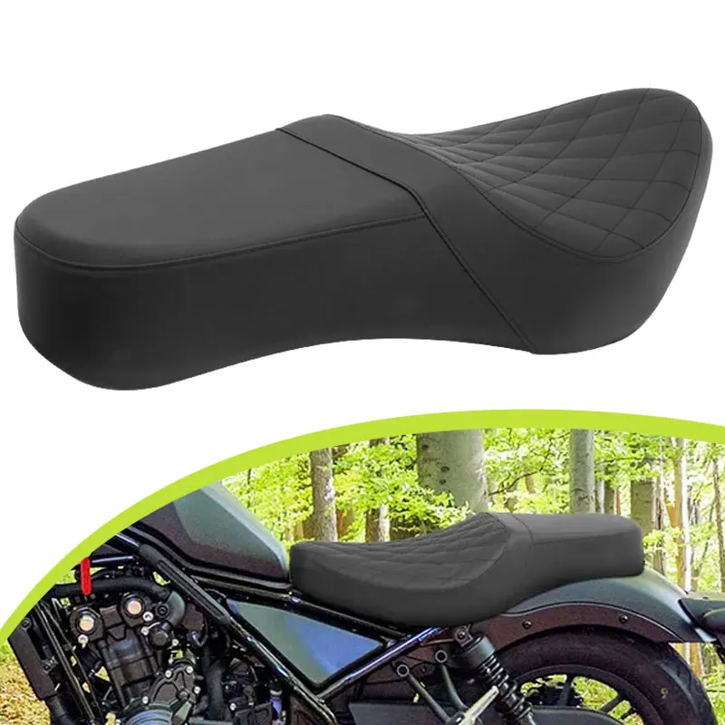 Nero Moto Conducente e Passeggero Posteriore Due Imbottiture del Sedile in Pelle PU Per Honda Rebel CMX 500 300 CMX300 CMX500 2017-2025