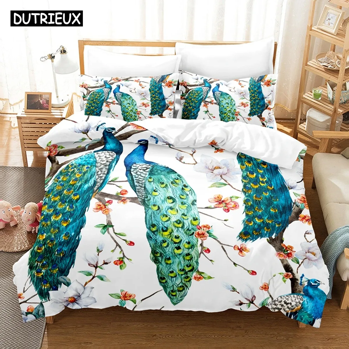 

3D The Peacock Bedding Sets Duvet Cover Set With Pillowcase Twin Full Queen King Bedclothes Bed Linen