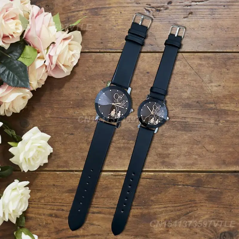 New Fashion Trend Back View Couple Watch Men's Women's Casual Leather Strap Quartz Watch Couple Watch Valentine's Kids Gift