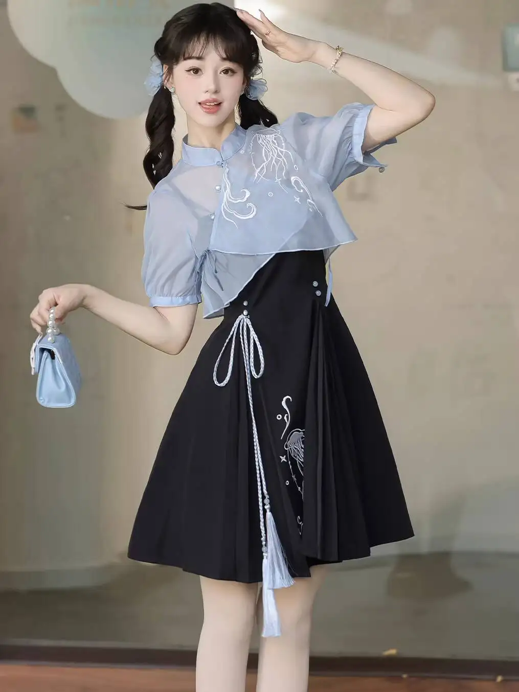 

New Chinese Style Moon Of The Sea Jellyfish Improve Women Hanfu Daily Han Elements Tops Dress Fiesta Carnival Halloween Cosplay