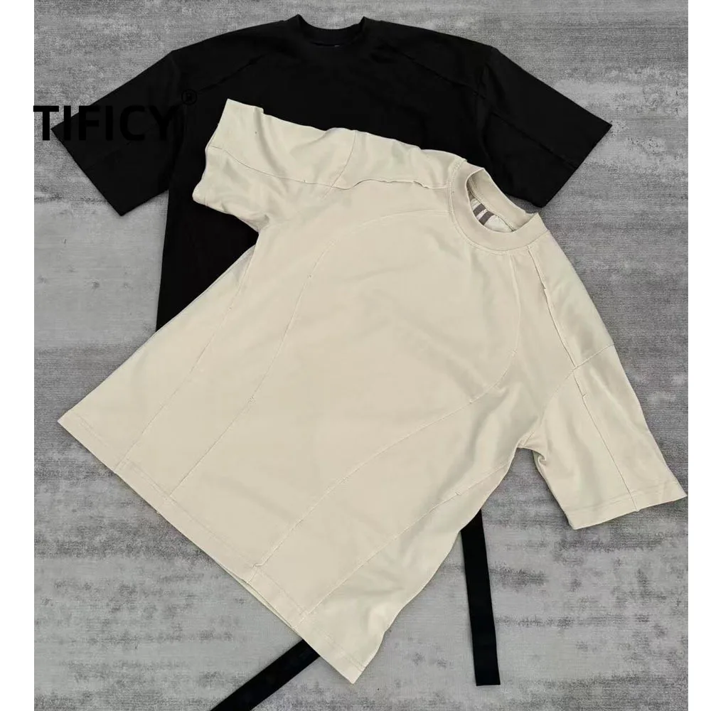 

Футболки High Street Dark Ro, хлопковые мужские футболки 25SS, однотонная темная женская свободная модная футболка с короткими рукавами