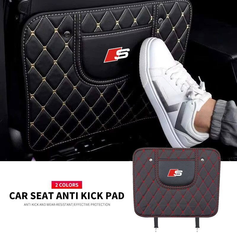 Car Anti-kick Mat Car Seats Anti Kick Pad Mat For Audi Sline Q3 A5 A7 A8L A4L RS Quattro S3 S4 RS S6 S5 S7 S8 Auto Accessories