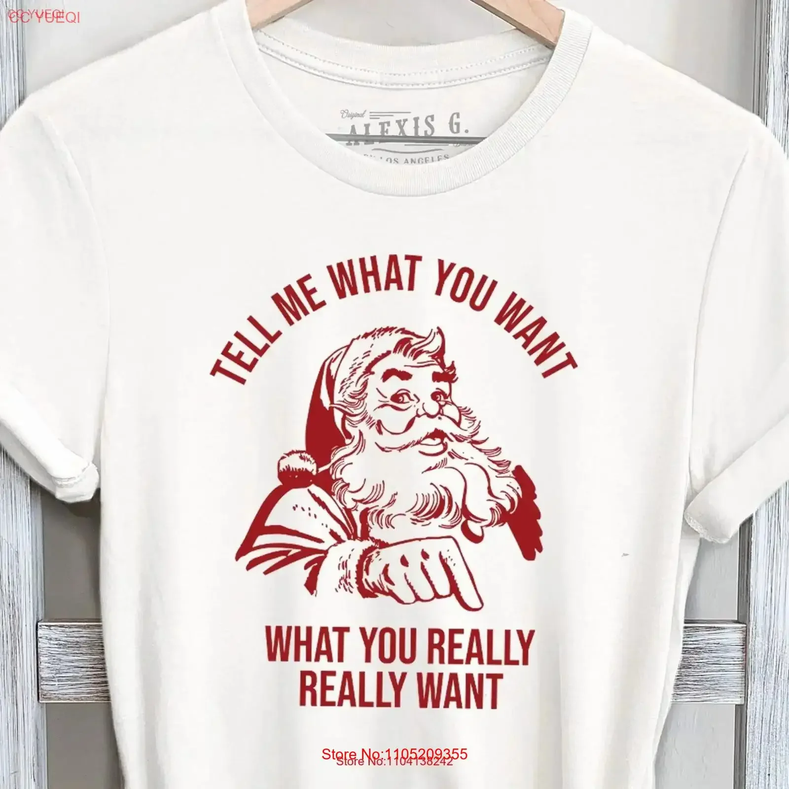 أخبرني ما تريده تي شيرت سانتا كلوز عيد ميلاد سعيد عطلة الموسم ريترو s خمر غسلها قليلا تنفس امتدت