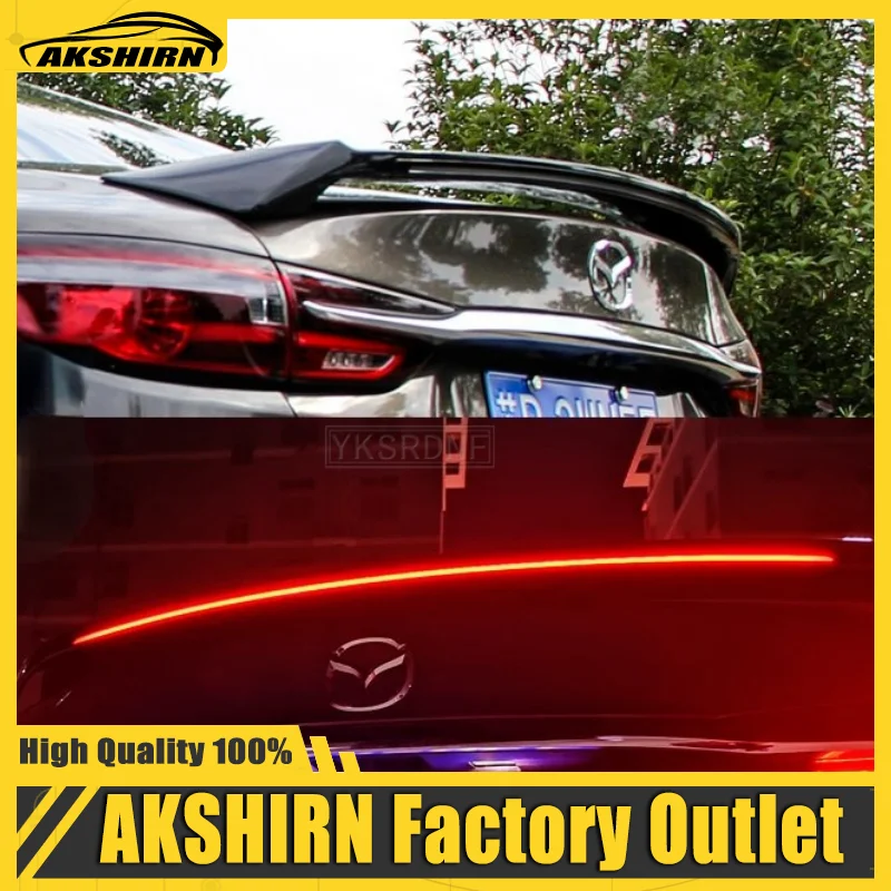 ABS Plastic Painted Black Red White Color Rear Spoiler Trunk Boot Wing Spoiler With Led Light For Mazda 6 ATENZA 2014-2020