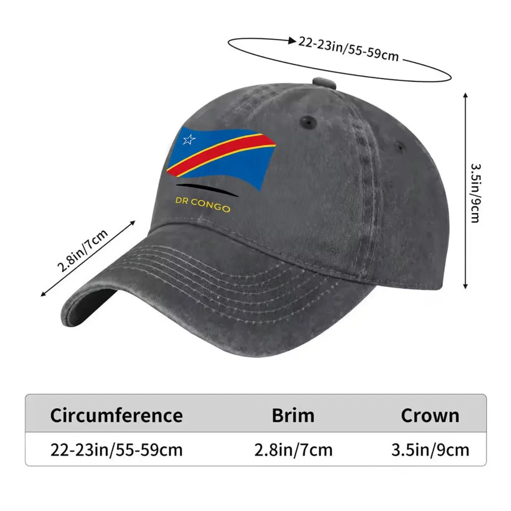 Democratic Republic of Congo Flag Print Unisex Baseball Cap, Casual Black Outdoor Hat for Camping Hiking Sports