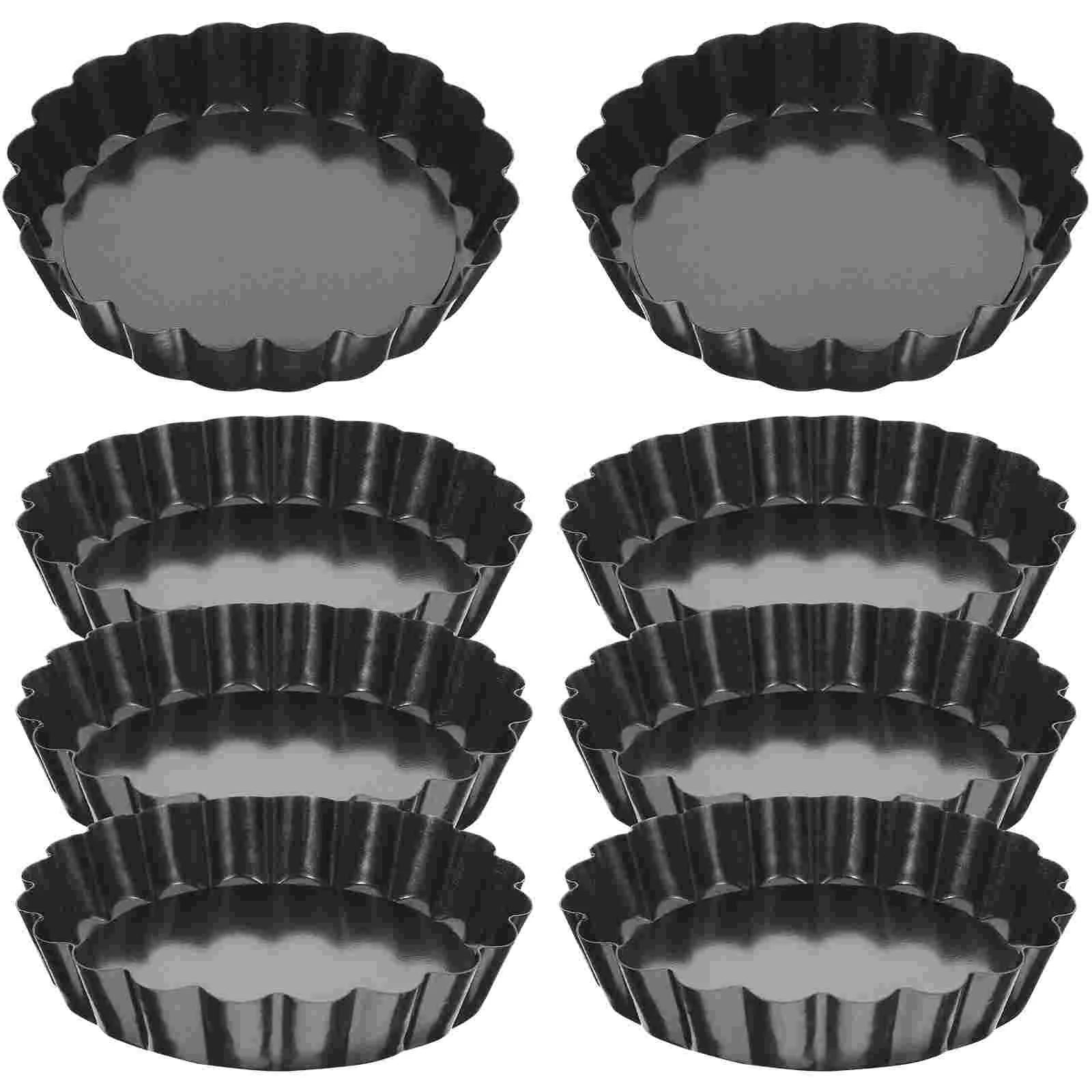 

8 Pcs Cake Baking Pans Egg Tart Tray Decorations with Removable Bottoms Small Molds Mini for Roaster