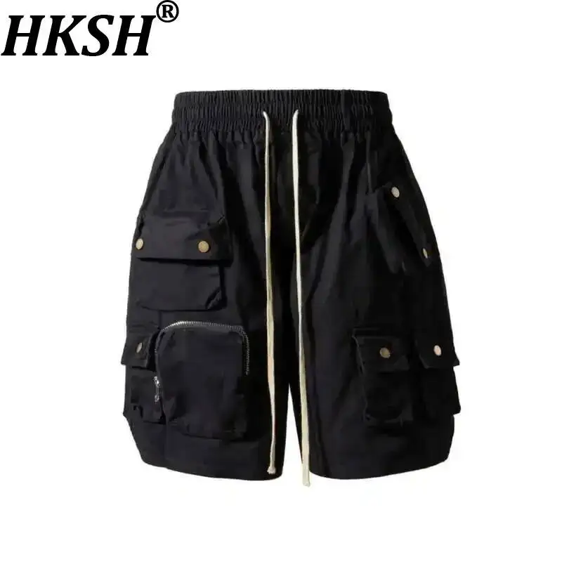 HKSH Men's Tide Safari Style Shorts Spring Summer Urban Tactical Casual Knee Length Pants Women Pockets Silhouette Shorts HK1999