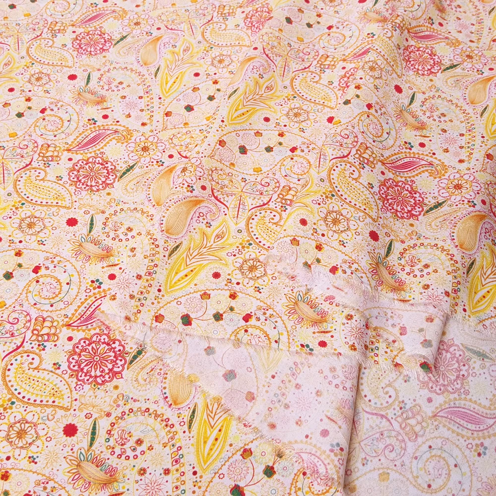 1 meter X 1.4 meter Retro Paisley Pattern Fabric Soft Viscose Poplin Material For Dress Robe