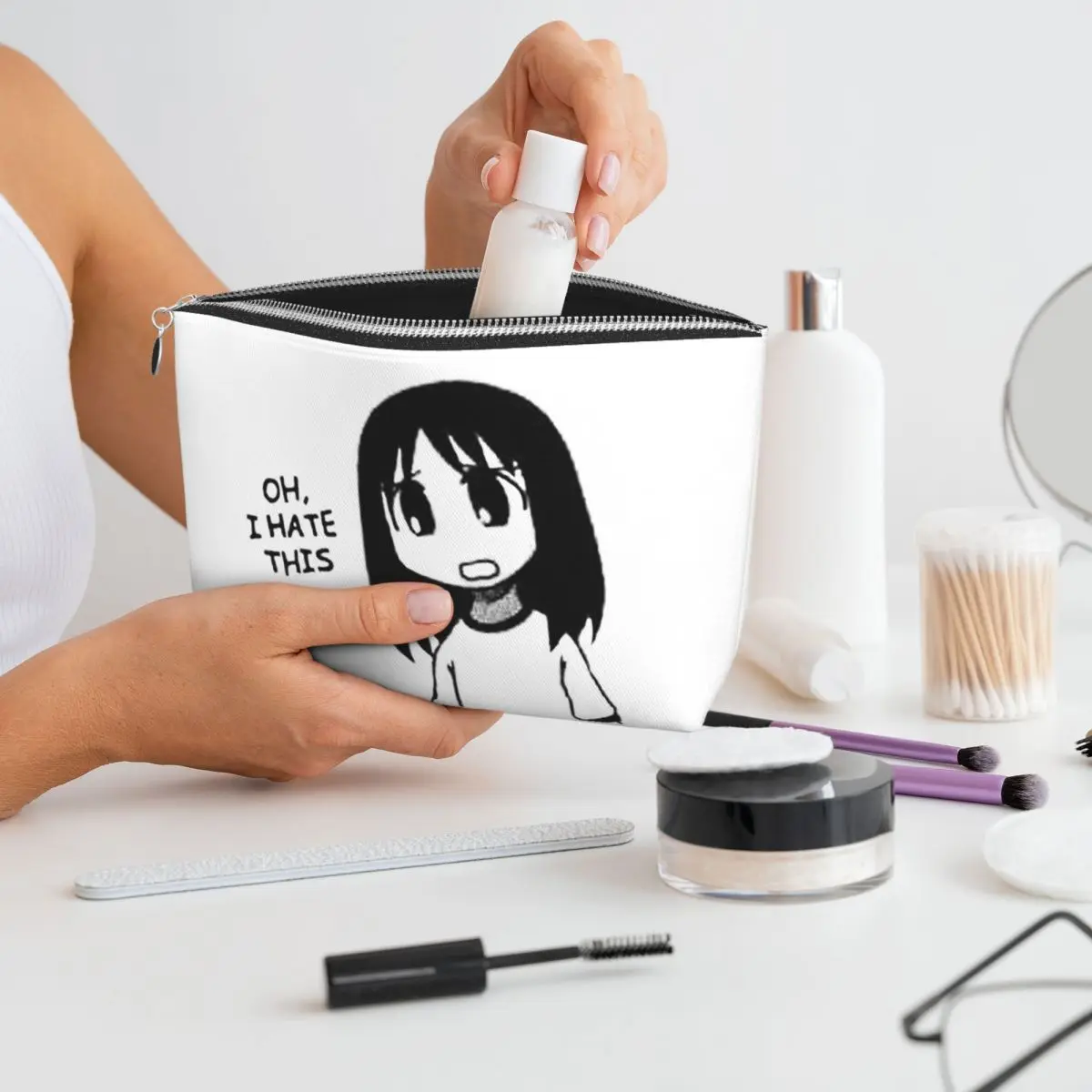 

OUTDATED Check Profile Azumanga Daioh Osaka Ayumu Kasuga Women Cosmetic Bag Travel Makeup Organizer Pouch Toiletry Storage