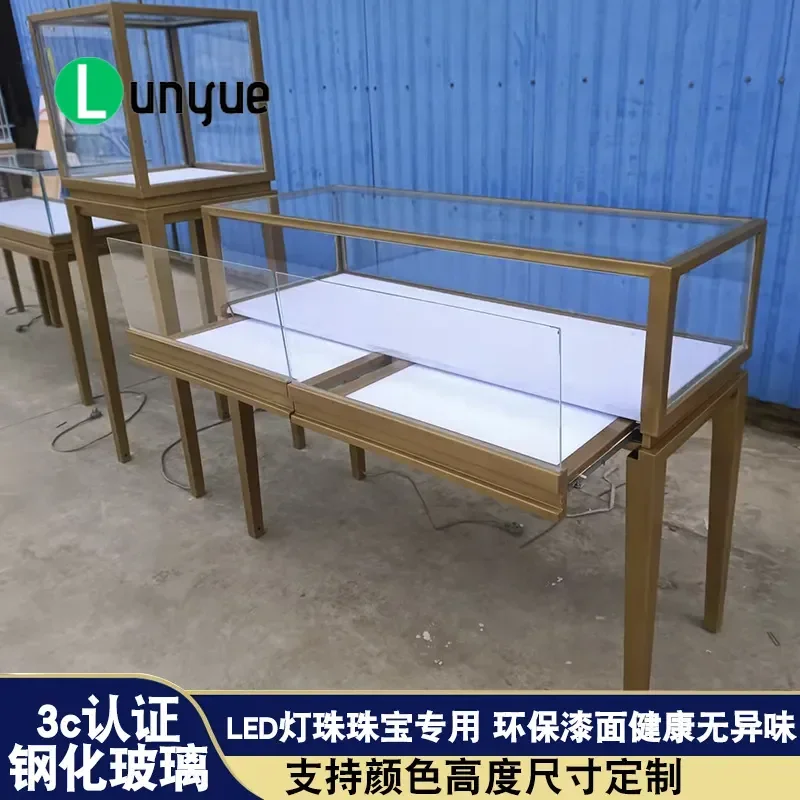 High End Glass Jewelry Display Cabinet for Gold Jade Watch Commercial Shopping Mall Showcase Furniture