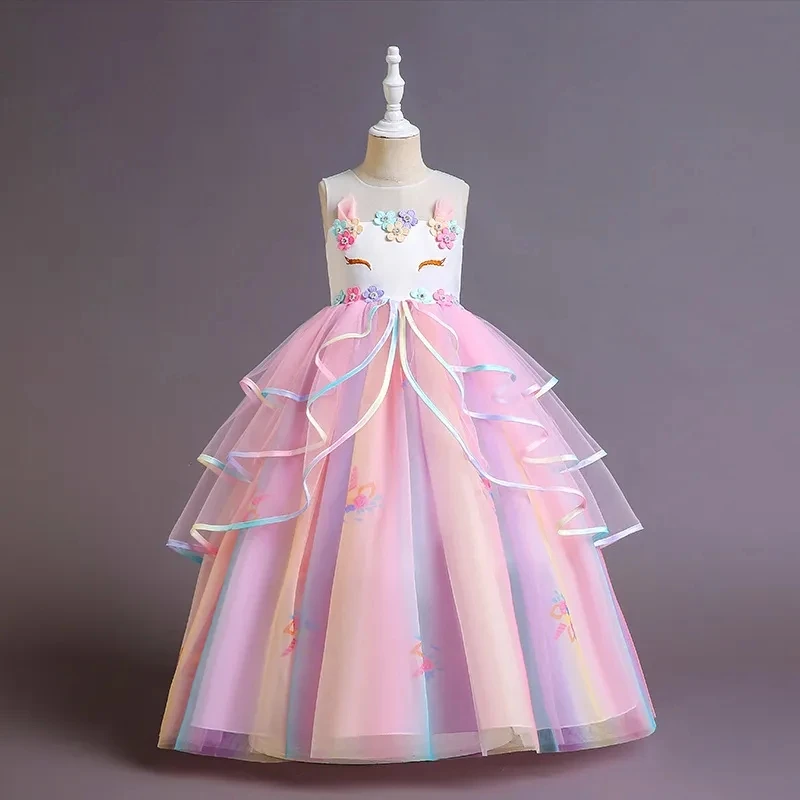 Robe de princesse longue pour filles, robe de soirée formelle pour enfants, vêtements de fête pour enfants, première communion, mariage, anniversaire, éducatif, nouveau