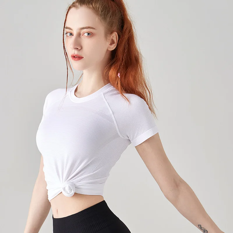 Spring Autumn Summer Fitness Tops Speed Drying Yoga Running Morning Running High Elasticity Thin Style Professional Sports Women